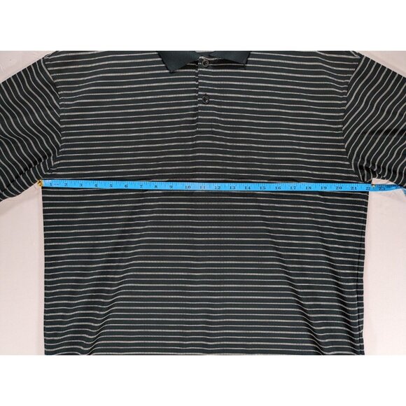 Nike Golf Polo Shirt Mens Large Black White Striped Short Sleeve Dri Fit - Picture 4 of 6